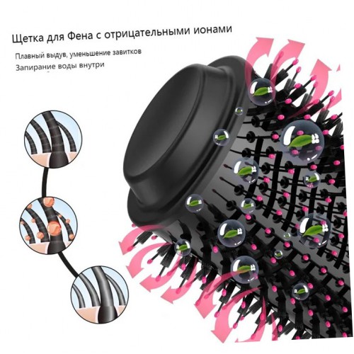 Фен Щітка гребінець 3в1 One step Hair Dryer 1000 Вт 3 режими випрямляч для укладання волосся стайлер з функцією іонізації