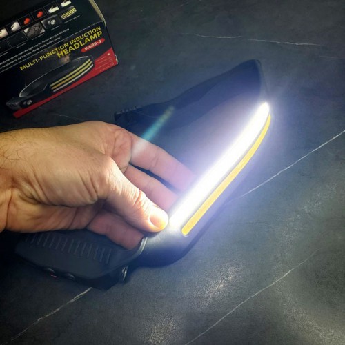 LED Ліхтар налобний BL-W689-LM+2COB (white+red) датчик руху, Ліхтарик на голову із зарядкою