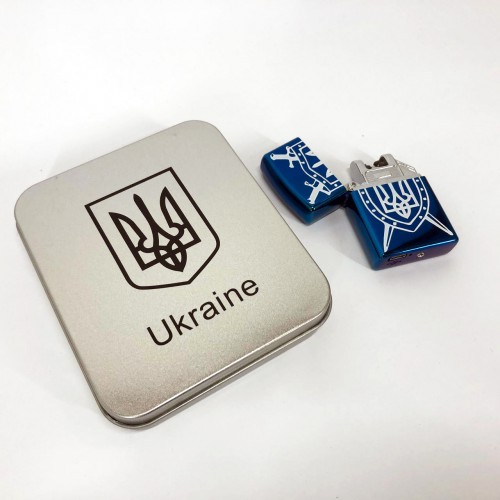 Дугова електроімпульсна USB Запальничка акумуляторна Україна металева коробка HL-446. Колір синій
