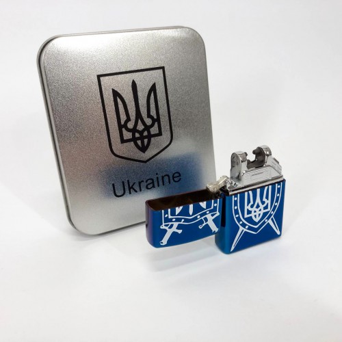 Дугова електроімпульсна USB Запальничка акумуляторна Україна металева коробка HL-446. Колір синій