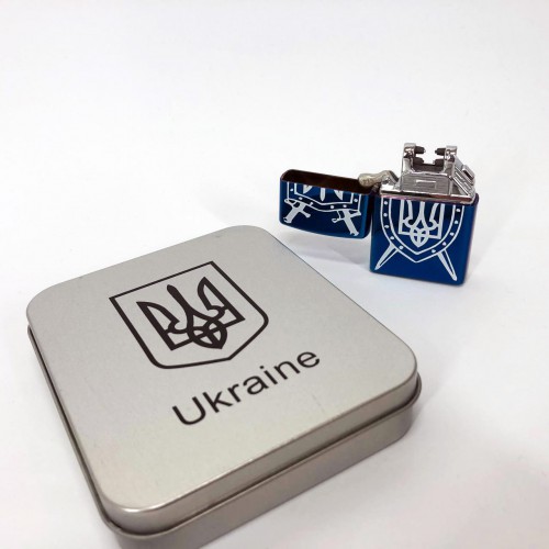 Дугова електроімпульсна USB Запальничка акумуляторна Україна металева коробка HL-446. Колір синій