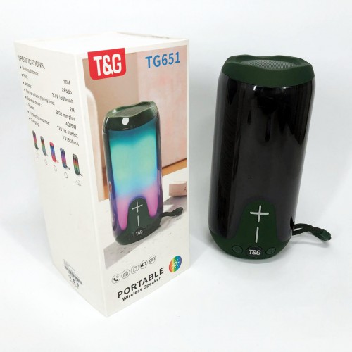 Bluetooth-колонка TG651 з RGB ПІДСВІТКОМ, Bluetooth колонка для гарної музики. Колір: зелений