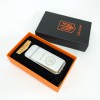 Дугова електроімпульсна запальничка USB Герб України індикатор заряду, ліхтарик HL-442. Колір: срібло