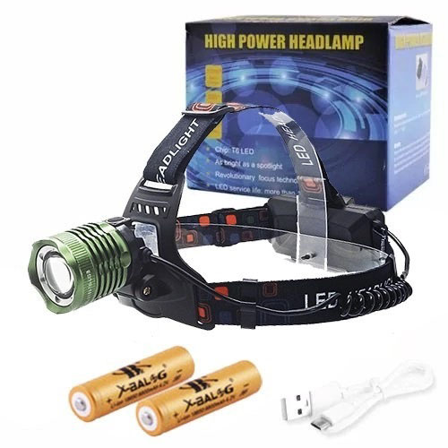 Ліхтар налобний Police BL-2189 T6 (MicroUSB), універсальний, з оптичним зумом, водонепроникний ліхтар