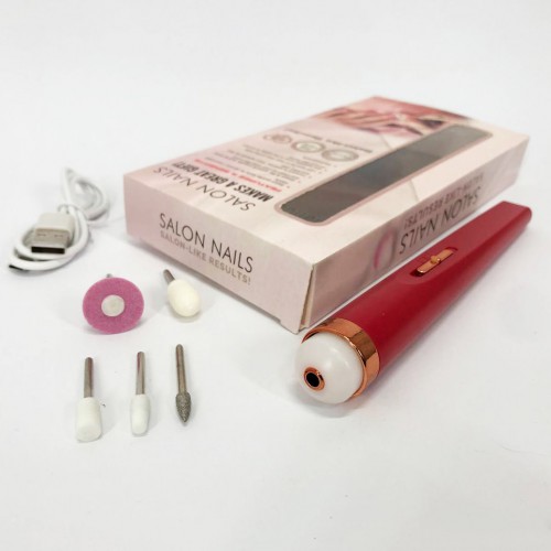 Фрезер для манікюру та педикюру Flawless Salon Nails, машинка для зняття манікюру. Колір: червоний