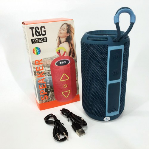 Bluetooth колонка портативна TG656 FM-радіо, потужна переносна акустична колонка. Колір: синій