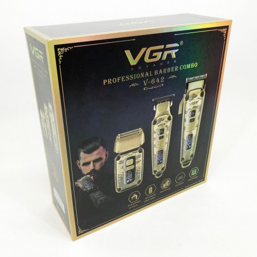 Набір для стрижки волосся і бороди з насадками 3в1 VGR V-642 Акумуляторна машинка
