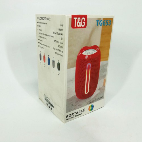 Портативна Bluetooth-колонка TG653 USB з ремінцем бездротова колонка портативна потужна. Колір: зелений