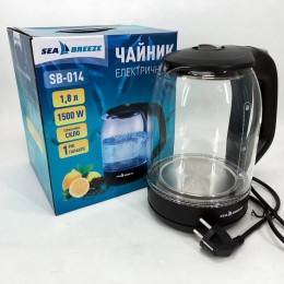 Чайник електричний SeaBreeze SB-014 1.8 л 1800 Вт, прозорий чайник з підсвічуванням, електрочайник