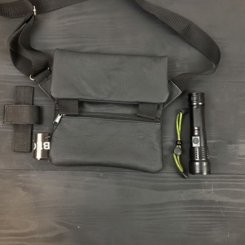 Набір 2В1. Шкіряна сумка з кобурою + ліхтарик професійний POLICE BL-X71-P50