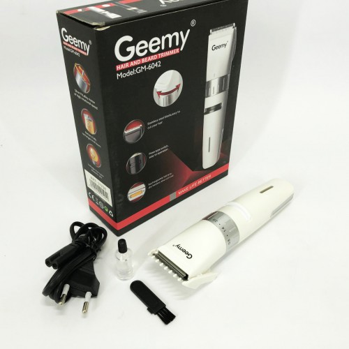 Акумуляторна машинка для стрижки волосся Gemei GM-6042, підстригальна машинка. Колір: білий