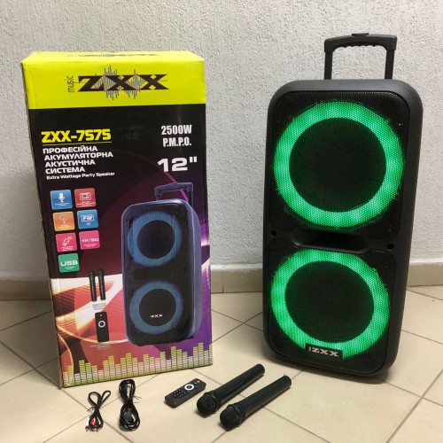 Акустична переносна колонка ZXX-7575 300 Вт акумуляторна з мікрофонами 80х39х33 см
