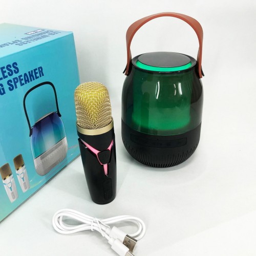 Портативна колонка XM-A68 з RGB підсвічуванням та мікрофоном, Bluetooth мікрофон для караоке