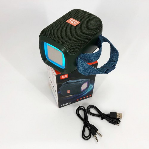 Портативна Bluetooth колонка TG339 5W з підсвічуванням RGB, акумуляторна колонка для музики. Колір: зелений