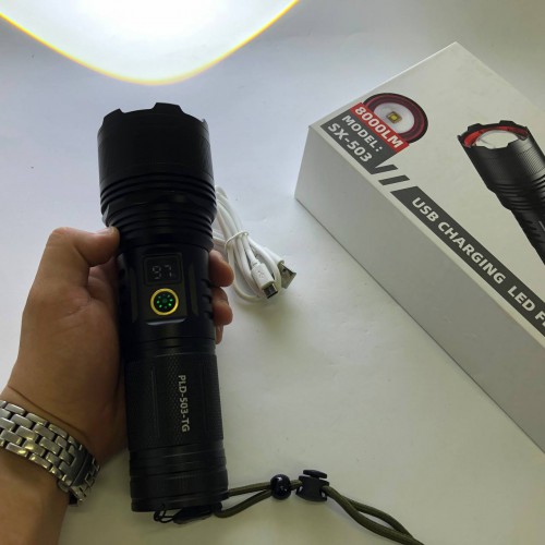 Ліхтар ручний акумуляторний PLD-503-TG powerbank, потужний акумуляторний лед ліхтарик, супер яскравий ліхтарик