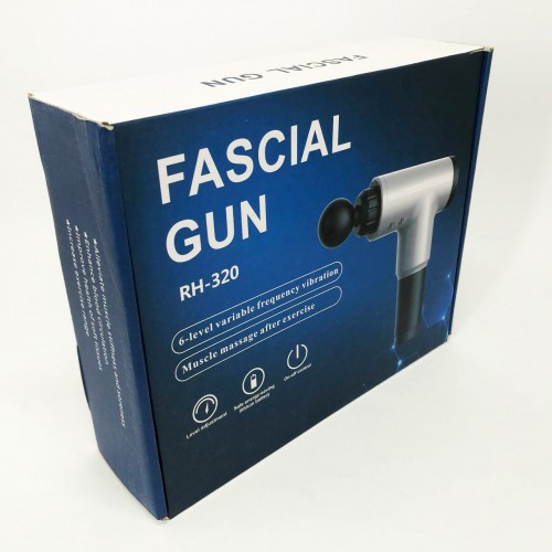 Акумуляторний масажер Fascial Gun KH-320 портативний ручний ударний м'язовий пістолет 4 насадки червоний