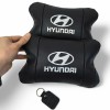 Набір подушок для авто Hyundai 2шт, натуральна шкіра, чорний колір, комфортні підголовники в автомобіль