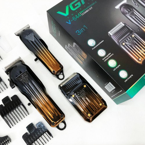 Комплект VGR 3 в 1 V-644 акумуляторна машинка для стрижки, триммер та електробритва шейвер