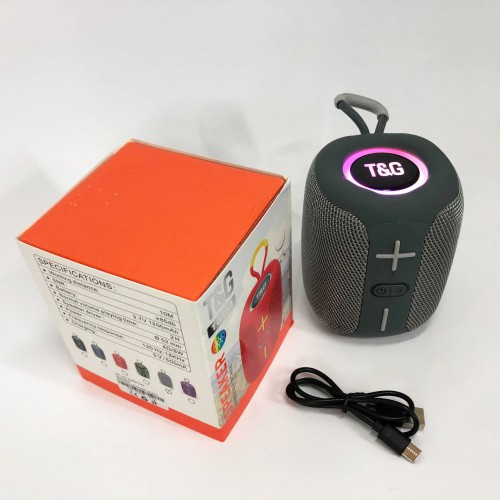 Портативна Bluetooth колонка TG658 8W з RGB підсвічуванням, Музичні колонки для вулиці. Колір: сірий