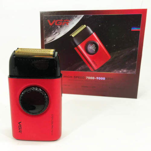 Електробритва VGR V-378 RED шейвер, подвійне лезо + триммер, регулювання потужності 7000-9000 RPM