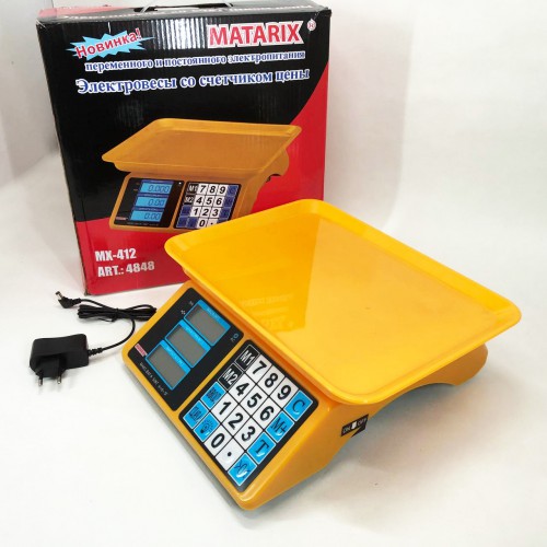Електронні ваги для товарів Matarix MX-412 до 50 кг, Функціональні електронні ваги для торгівлі