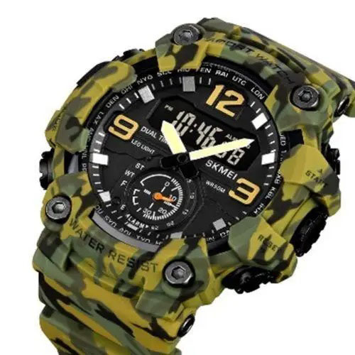Годинник наручний чоловічий SKMEI 1965CMGN CAMO GREEN, військовий чоловічий наручний годинник зелений. Колір: камуфляж