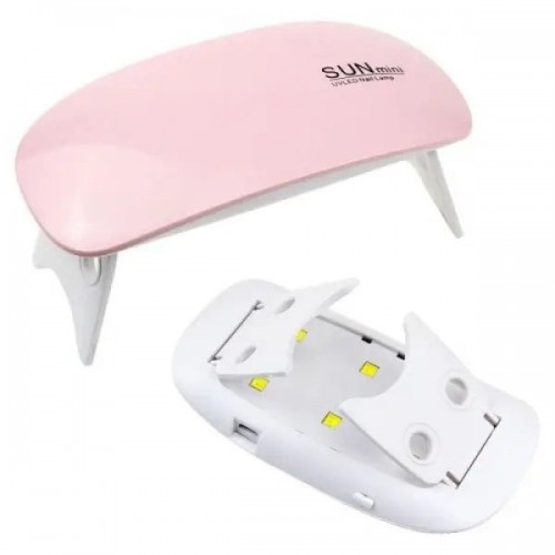 Лампа для сушіння гель лаків 6W LED UF SUN mini, Лампа для сушіння гель-лаку вдома. Колір: рожевий