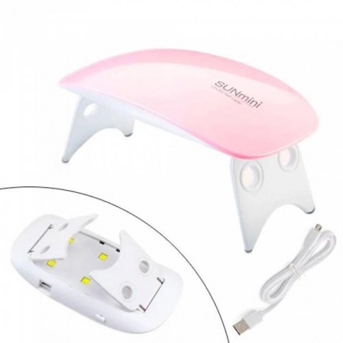Лампа для сушіння гель лаків 6W LED UF SUN mini, Лампа для сушіння гель-лаку вдома. Колір: рожевий