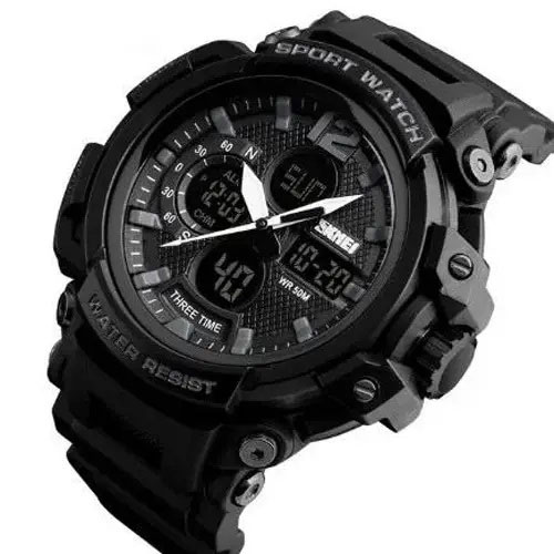 Годинник наручний чоловічий SKMEI 1343BK BLACK, годинник тактичний протиударний. Колір: чорний