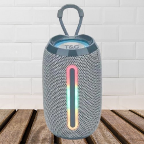 Портативна Bluetooth-колонка TG653 USB з ремінцем, гучна колонка для вечірки. Колір: сірий