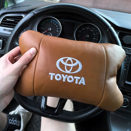 Набір шкіряних подушок 2шт на підголівник Toyota. Комфортні ортопедичні подушки,Тойота