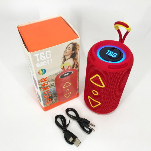 Bluetooth колонка портативна TG656 FM-радіо, акумуляторна колонка для музики. Колір: червоний