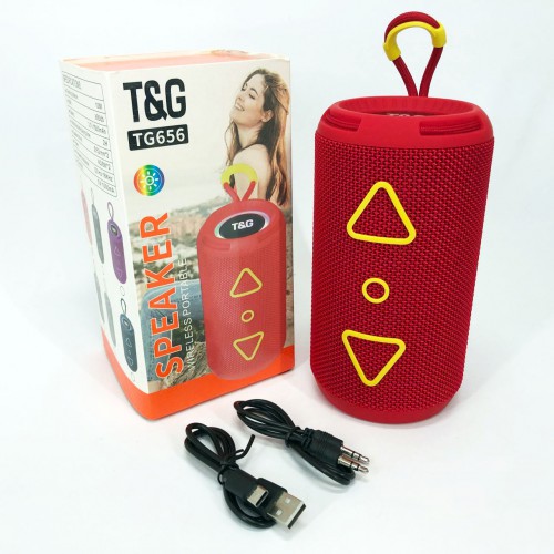 Bluetooth колонка портативна TG656 FM-радіо, акумуляторна колонка для музики. Колір: червоний
