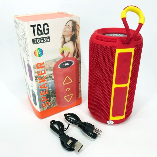Bluetooth колонка портативна TG656 FM-радіо, акумуляторна колонка для музики. Колір: червоний