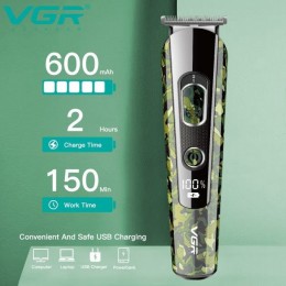 Машинка для стрижки волосся, носа, бороди, бритва VGR V-102 5в1 бездротовий триммер з дисплеєм