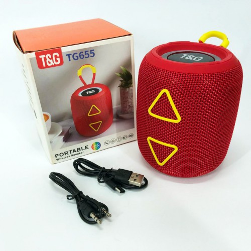 Портативна колонка TG655 5W з RGB підсвічуванням та ремінцем, бездротова колонка потужна. Колір: червоний
