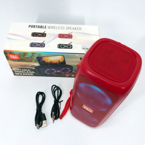 Портативна колонка TG333 2x5W з RGB підсвічуванням, бездротова колонка портативна потужна. Колір: червоний