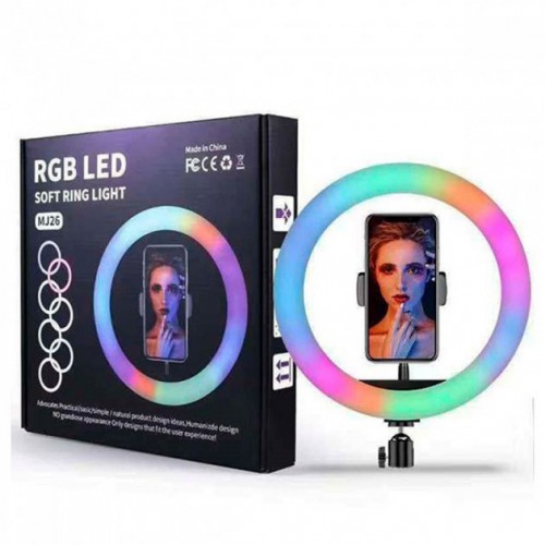Кільцева світлодіодна лампа RGB LED RING MJ26 26 см з утримувачем телефону, кільцева лампа велика